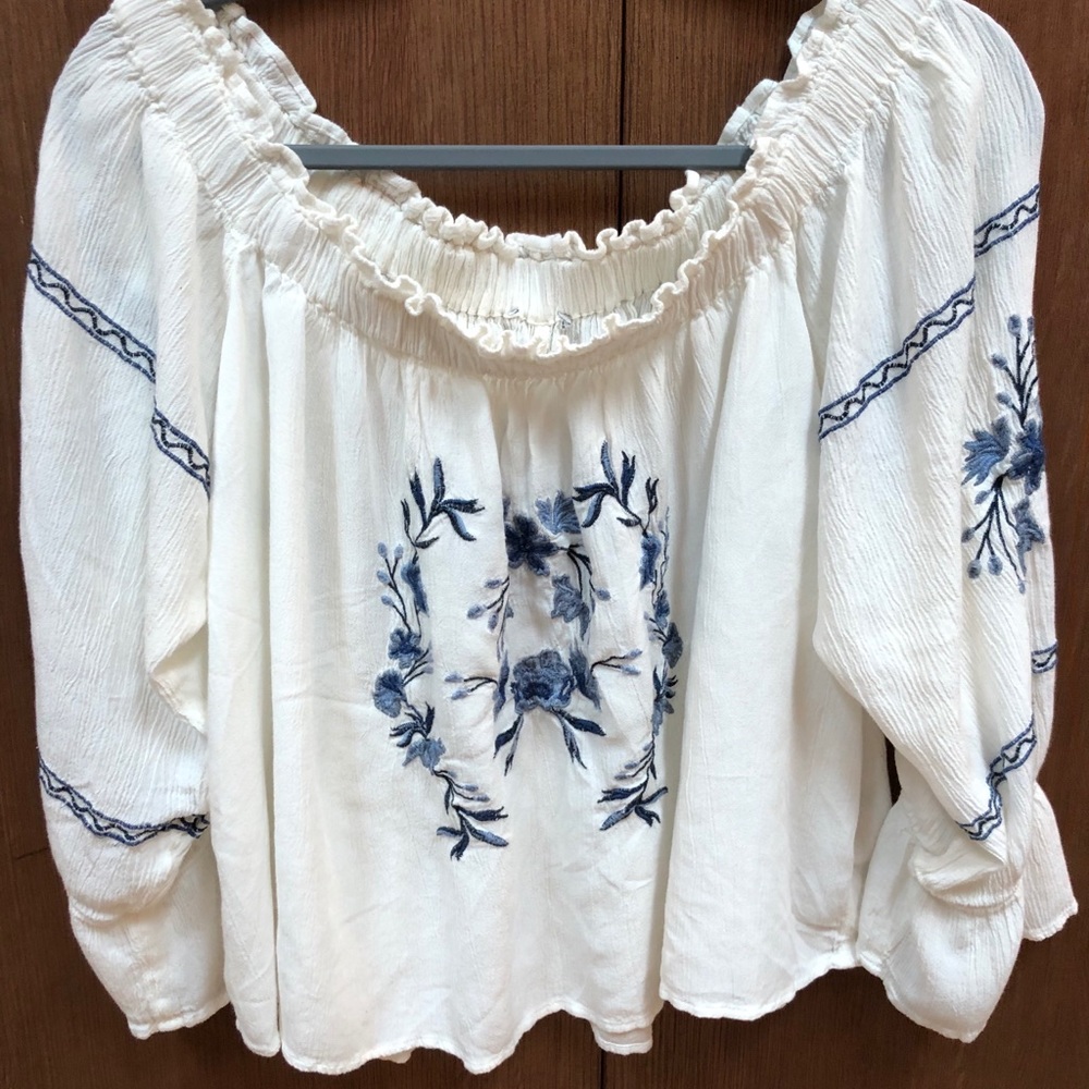 Off shoulder embroidered top